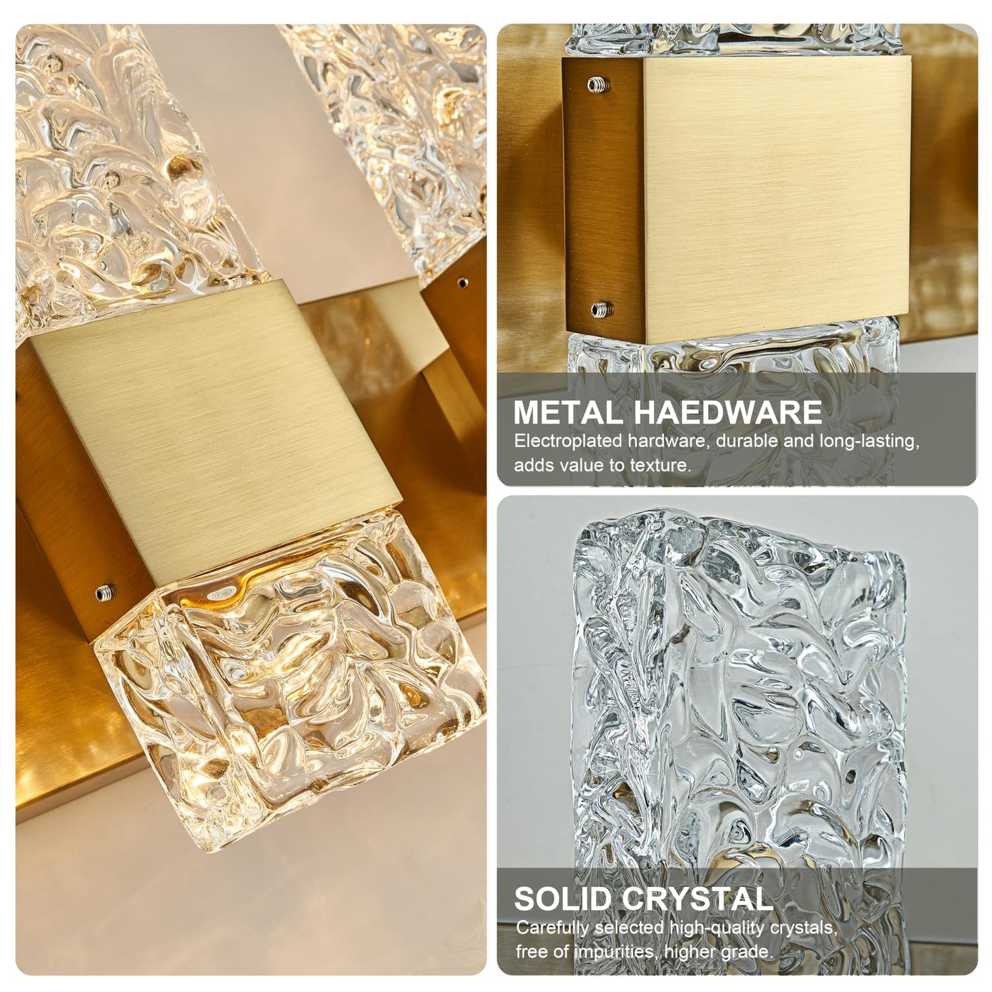 OYLYW Vanity Lights Fixtures for Bathroom, 4 Lights, Dimmable, Brushed Gold, Stainless Steel, Model JQ1428-4TG
