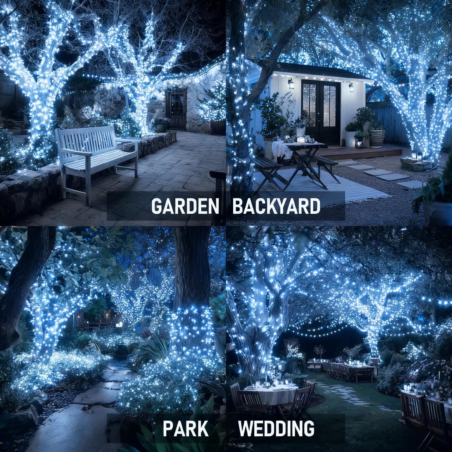 Tw Shine Christmas Lights 600 Led 196Ft Christmas String Lights Plug-In With 8 Modes Timer And Remote Waterproof Outdoor Decorations For Bedroom Wedding Party Yard Tree Decor White