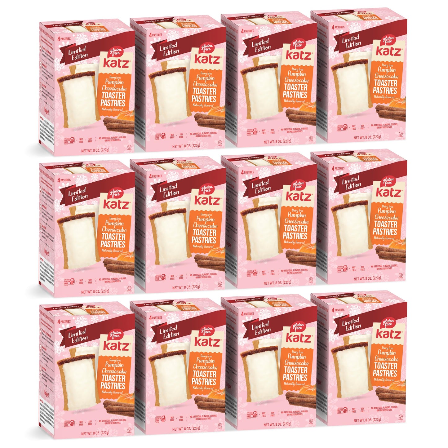 Katz Gluten Free Pumpkin Cheesecake Toaster Pastries. Limited Edition Fall Flavor Breakfast Snack. Free of Dairy Peanuts Tree Nuts and Sesame No Artificial Color. Kosher (12Pk)