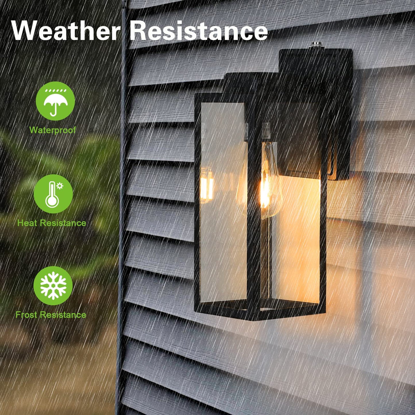Hykolity Large Outdoor Wall Light, 16 Inch Waterproof Lantern, Dusk to Dawn, Anti-Rust, Matte Black, Model WLA-0405
