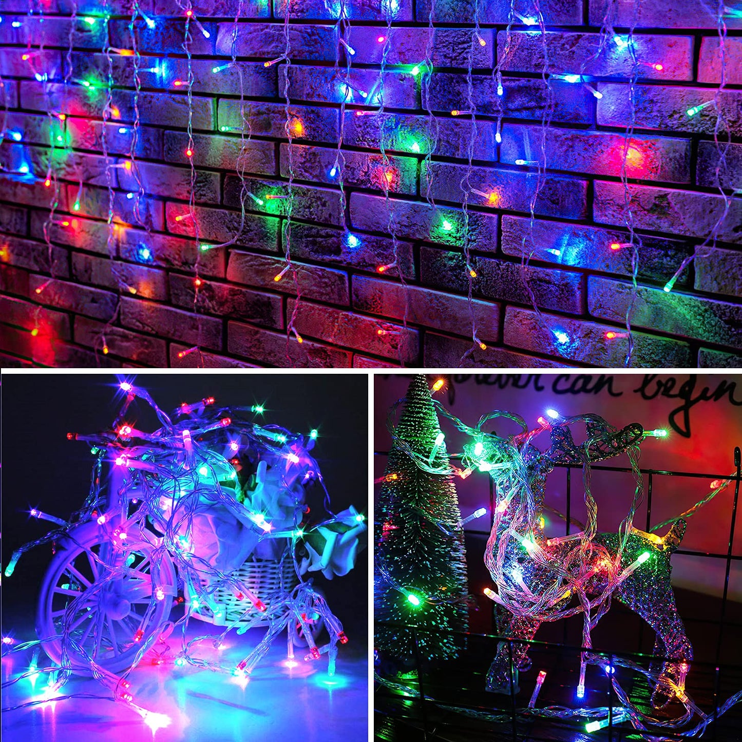 AGIRL 400 LED Icicle Lights Outdoor 32.8Ft Waterproof Multicolor Fairy String Lights for Christmas, Model GP-SW240DC0250-IP44
