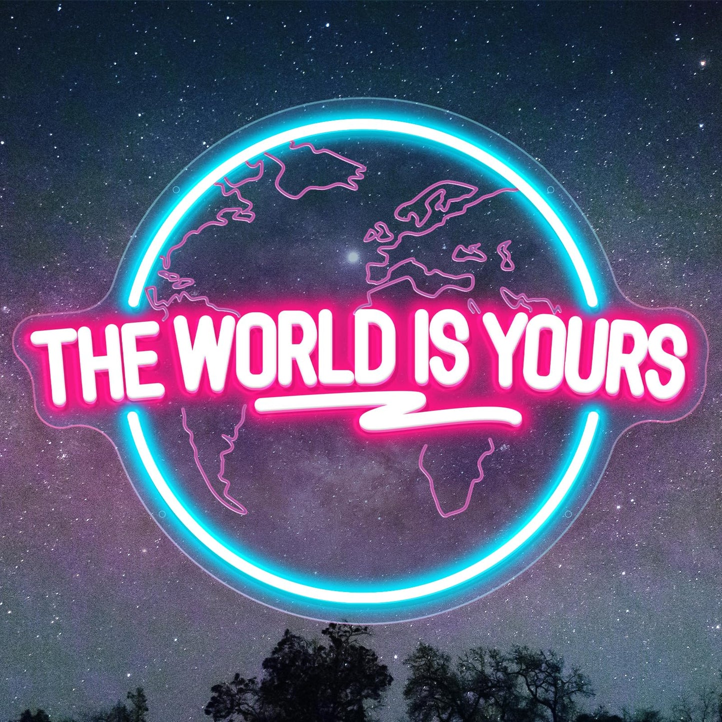 The World Is Yours Neon Sign Carved Planet The World Is Yours LED Neon Light Lamp for Wall Decor Light Up Signs for Office Weddi