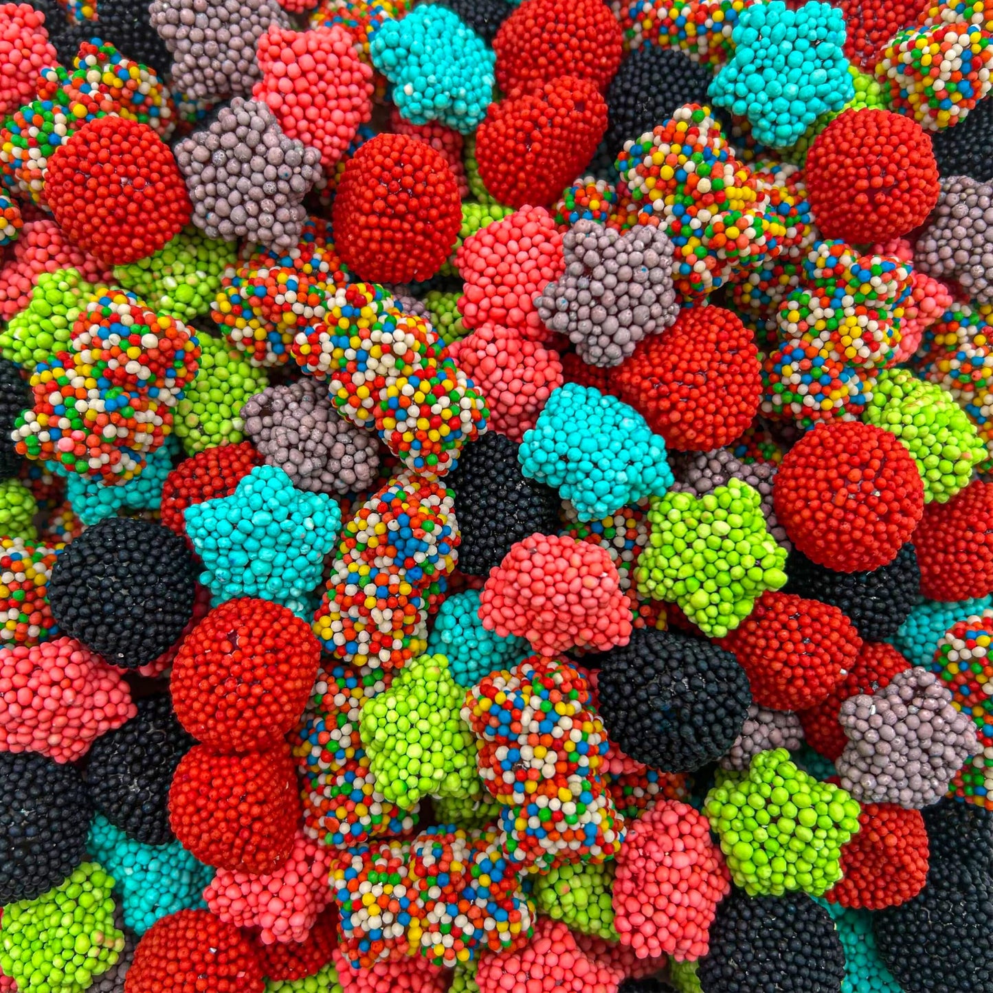 Crunchy Gummy Candy Mix | 2 Pound Bag | Rainbow Nonpareils Bears Berries Star Shaped Chewy Clusters | Gummy Mix for Kids Party Favors | Fruity and Sour Flavors