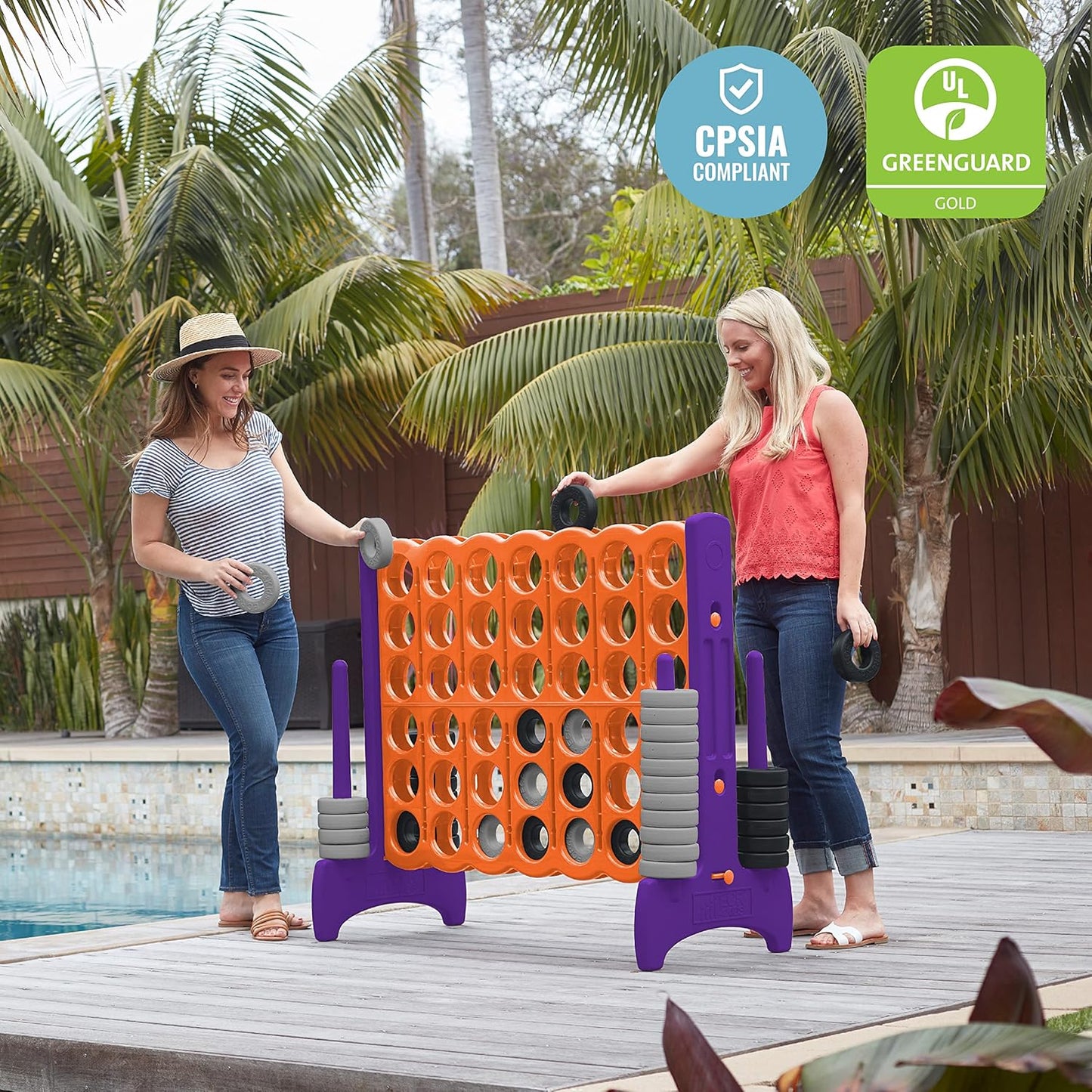 ECR4Kids Jumbo 4-To-Score, Giant Game, Orange, Purple