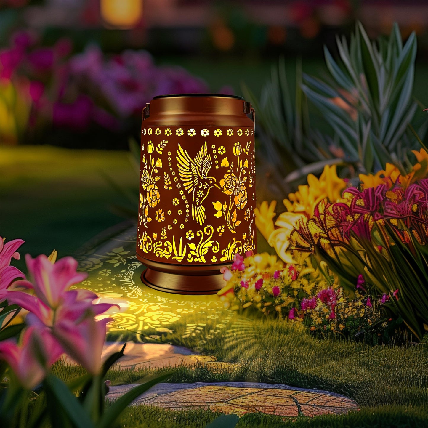 Ky&Bosam Solar Hummingbird Lanterns Outdoor Waterproof Led 300 Lumens Metal Hanging Outside Lantern Lights Decorative For Yard Backyard Porch Garden Decorations Birthday Gifts For Women Mom Grandma