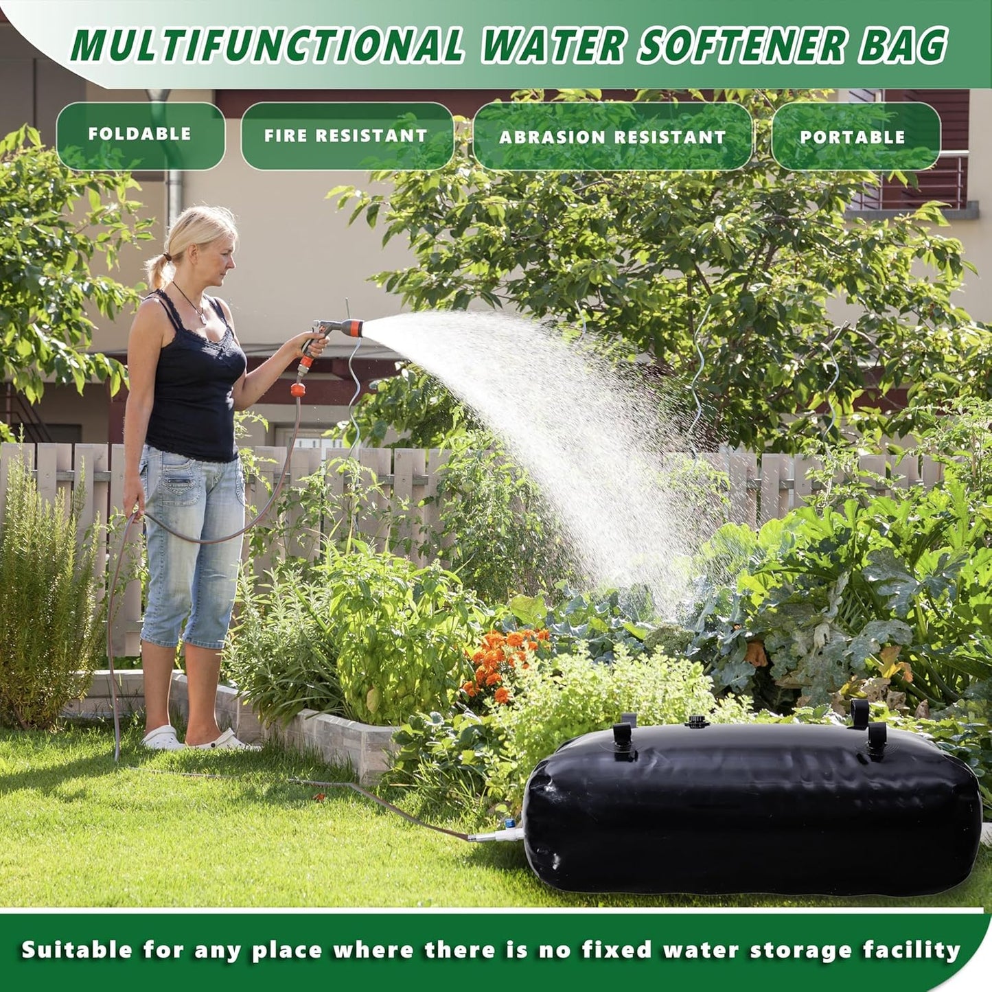MXQMKL 1000 L/264 gal Water Bladder Storage Containers, Foldable Portable Water Tank Large Capacity Soft Water Bag, Drought Resistance, Fire Prevention, Emergency Water