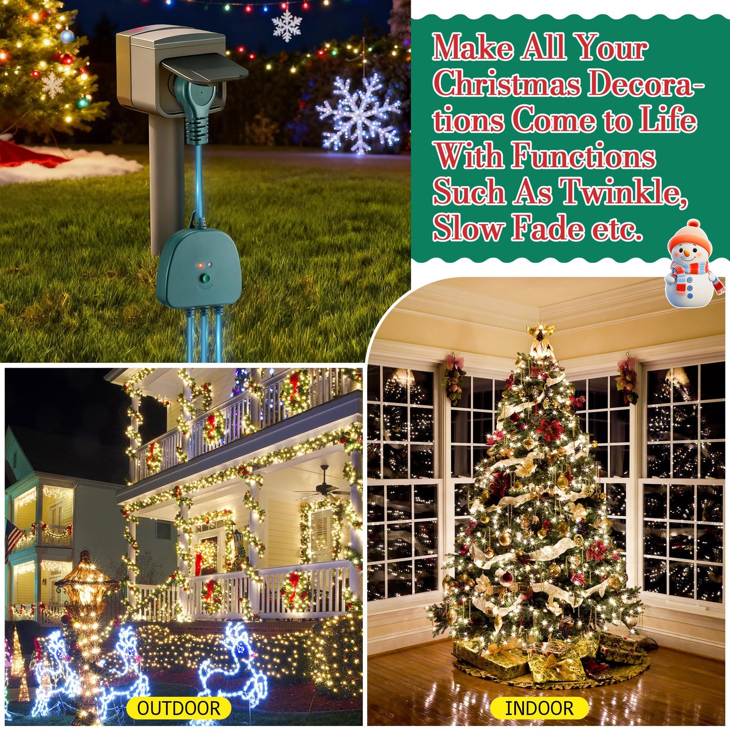 Gulfmew Christmas Light Controller With Remote Create Dazzling Lighting Displays With Multiple Functions Timer Dusk To Dawn Sensor Adjust Speed For Holiday Xmas Lights(3 Channel 14 Functions)