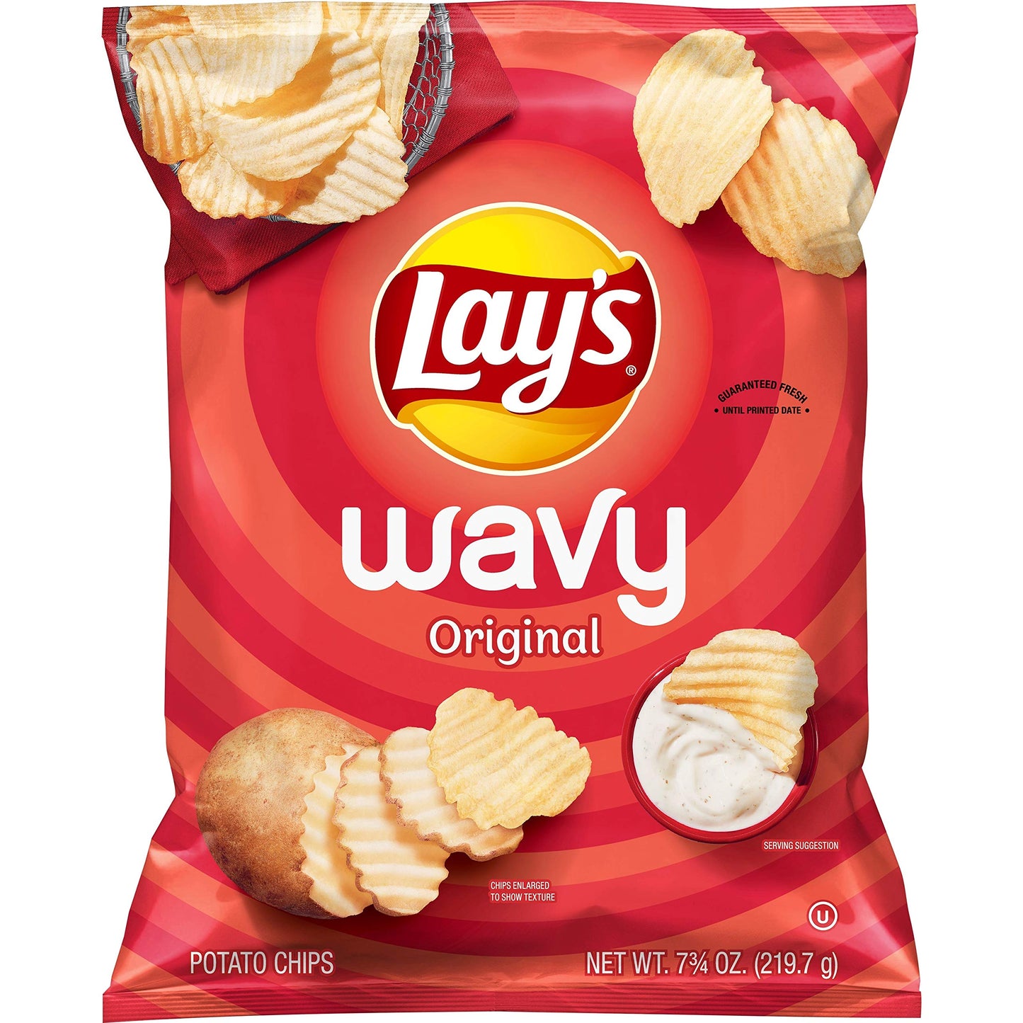 Lays Wavy Potato Chips Original Flavor, 7.75 Oz
