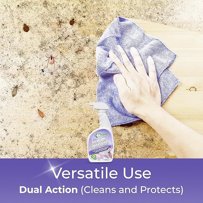 Hygea Natural Spotless Essentials - Concentrated Multi-Surface Cleaner for Home & Kitchen - Eliminates Dust Mites, Bed Bugs, Ants, Lice - Child & Pet Friendly - 24oz (Lavender Breeze Scent)