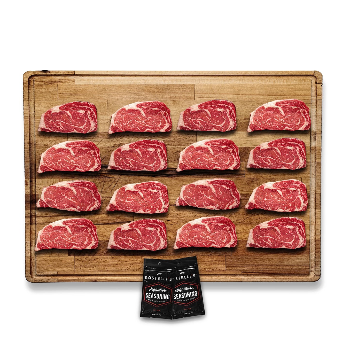 Rastellis Black Angus Beef Ribeye Steaks (16 ct) 9 oz Portions 9 lbs. Total