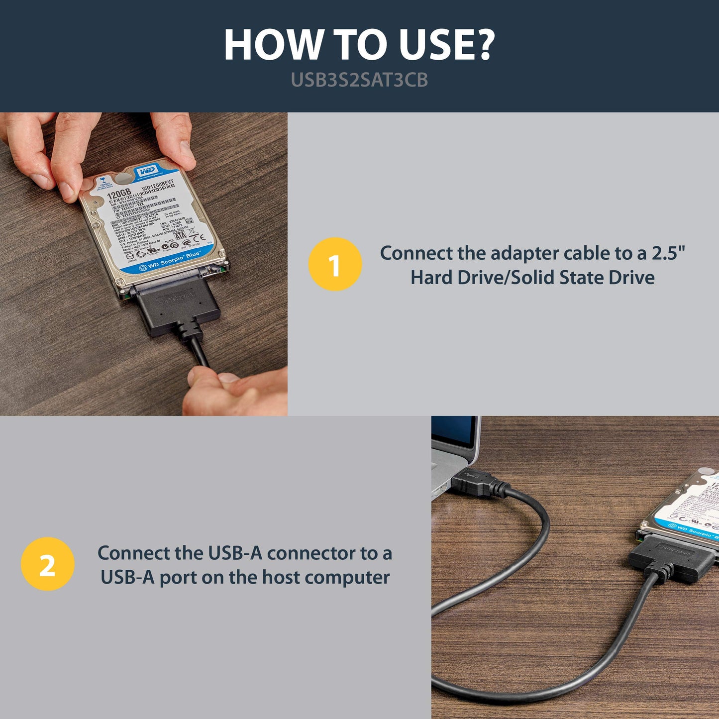 Startech.Com Sata To Usb Cable - Usb 3.0 To 2.5 Sata Iii Hard Drive Adapter - External Converter For Ssd/Hdd Data Transfer (U