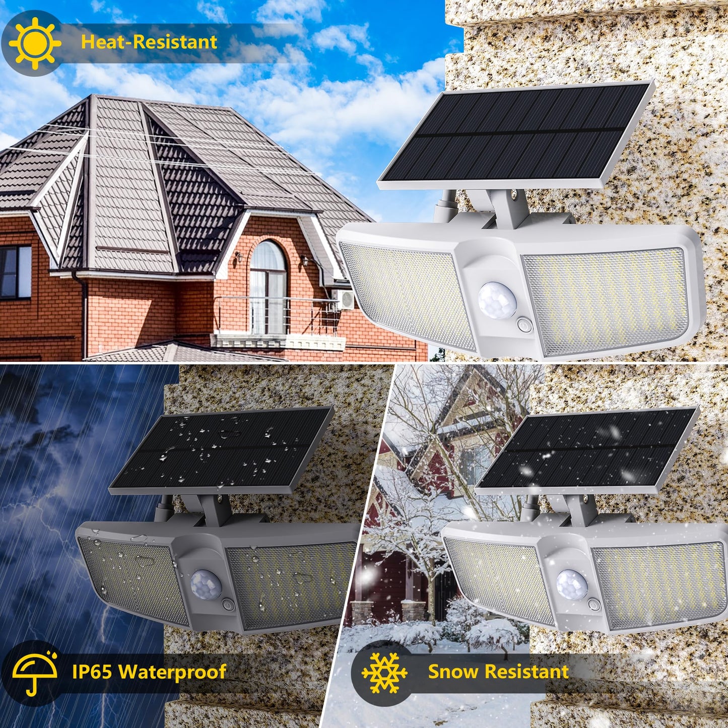Cozeet Solar Motion Sensor Floodlights 6500K, 180 LED, Waterproof, 4-PCS, White, Model COZEET-LB-WHITE-4PCS