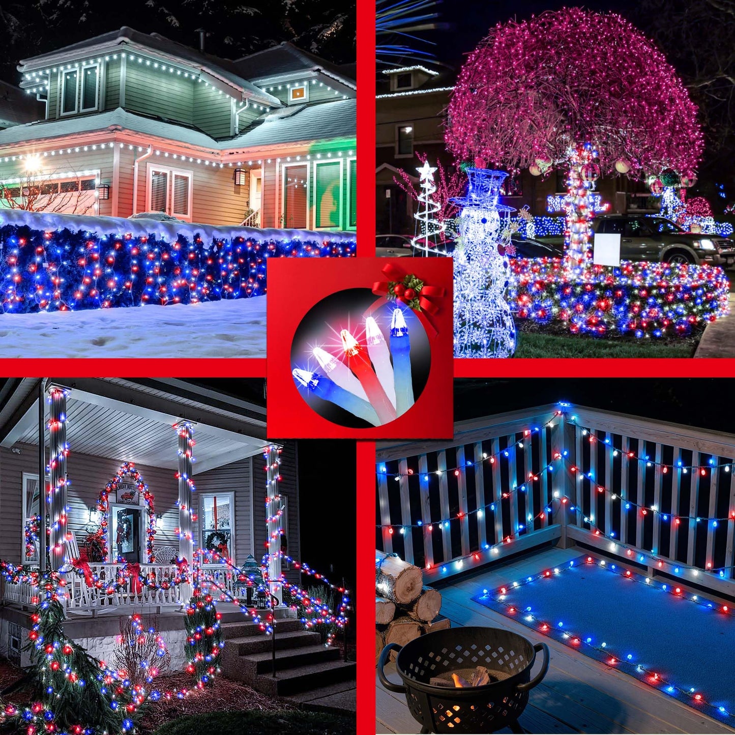 300Led Chrstmas Lights 75Ft Indoor Outdoor Christmas String Lights With 12 Modes Red White And Blue Christmas Tree Lights With Timer Dimmable Connectable For Fence Garden Xmas Wedding Party Decor