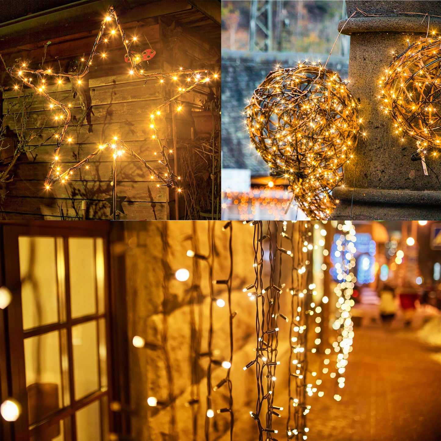 Flechllary 2 Pack Solar String Lights 78Ft 200 LED Warm White Waterproof for Outdoor Yard, Fence, Party, Christmas Tree Decorations