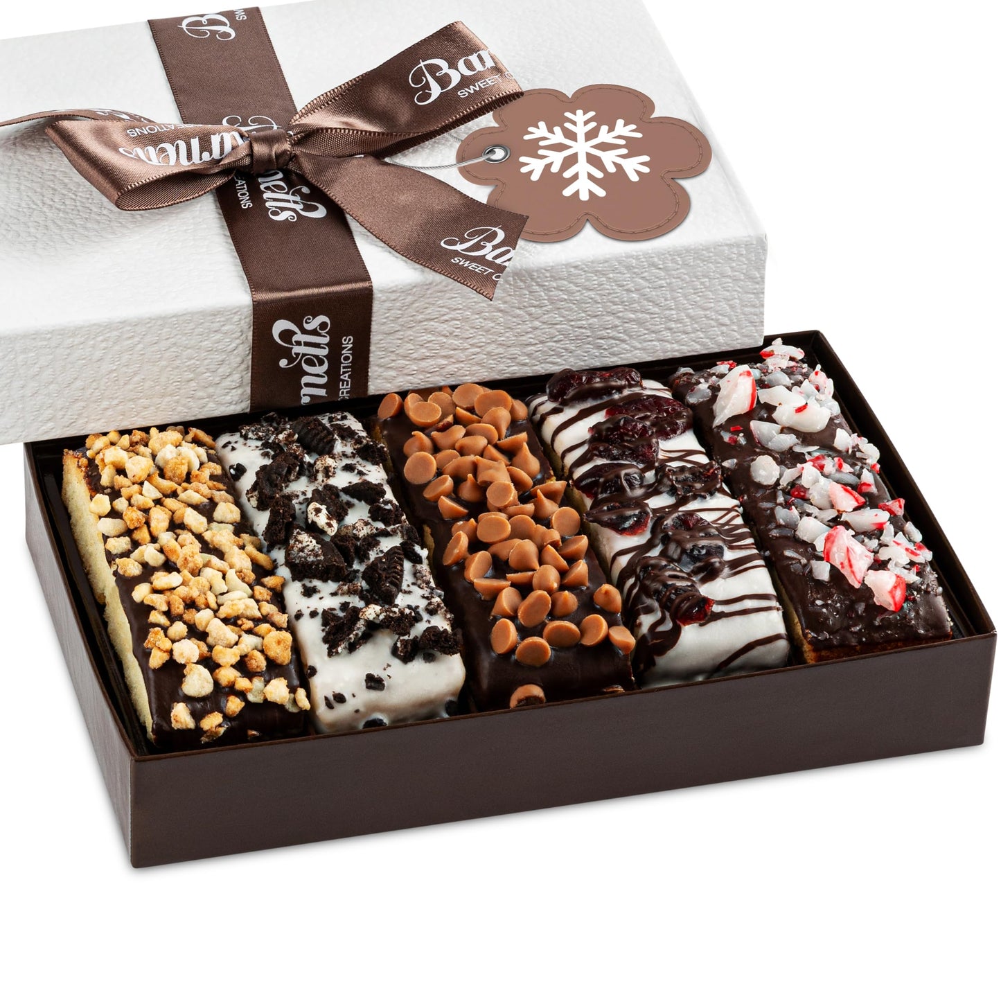 Barnetts Christmas Holiday Thanksgiving 5 Chocolate Biscotti Gift Box Gourmet Cookie Baskets Prime Food Delivery for Dad Grandpa Husband Son