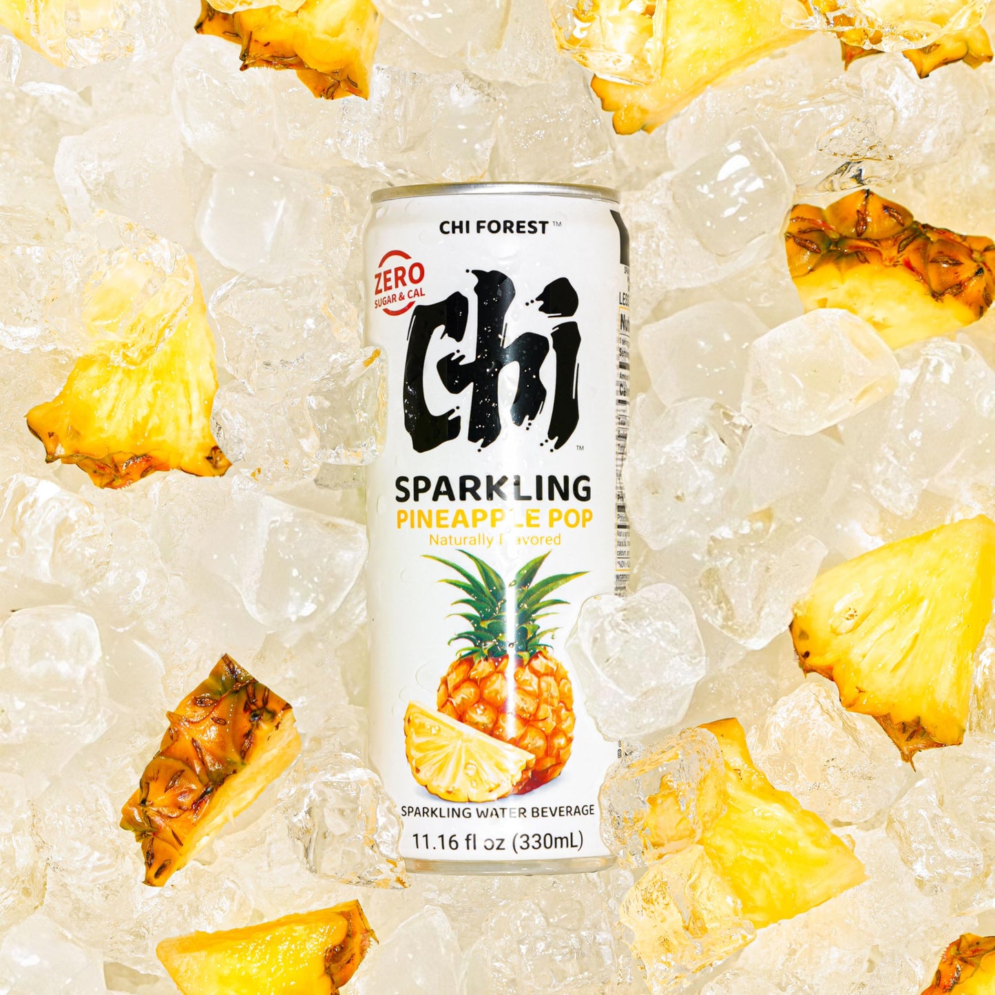 Chi Forest Pineapple Sparkling Water Beverage, Zero Sugar Drinks, Zero Artificial Flavor, 11.16 Fl Oz Cans (Pack Of 24)