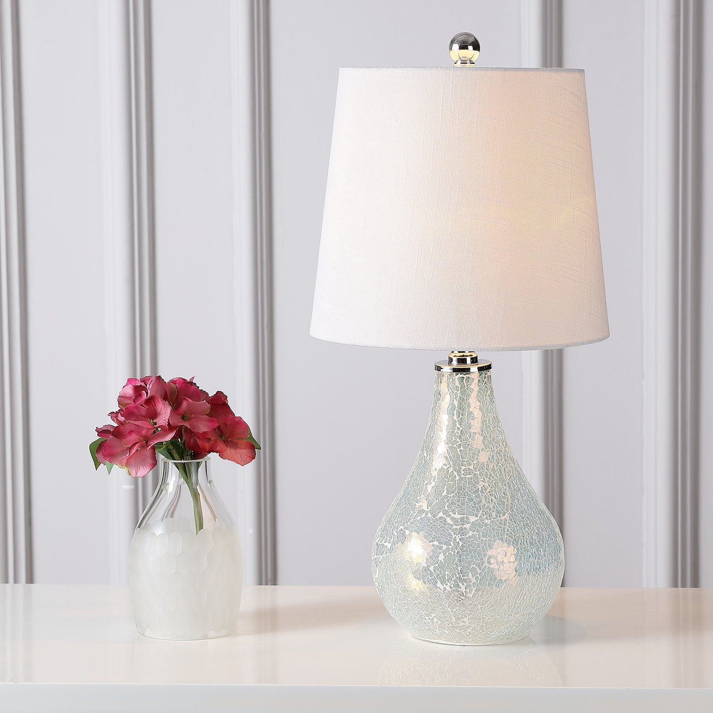 Jonathan Y Mini Led Table Lamp Jyl1024B, Modern Mosaic Design, 20.5, White, Ideal For Office & Home Decor