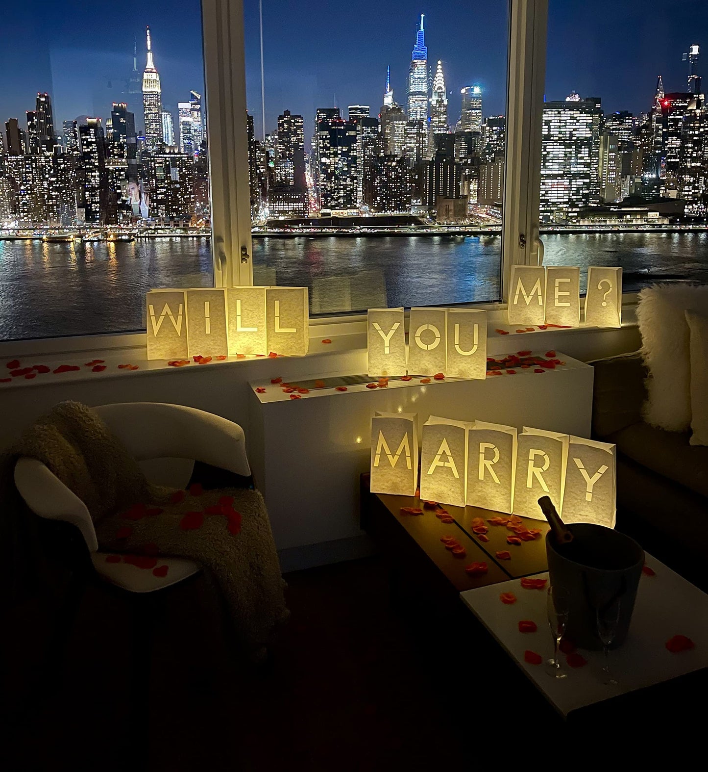 Luminary Paper Bags Wedding Proposal Decorations Will You Marry Me? Light Up Letters Sign With Led Lights Included For Engagement Party Proposals