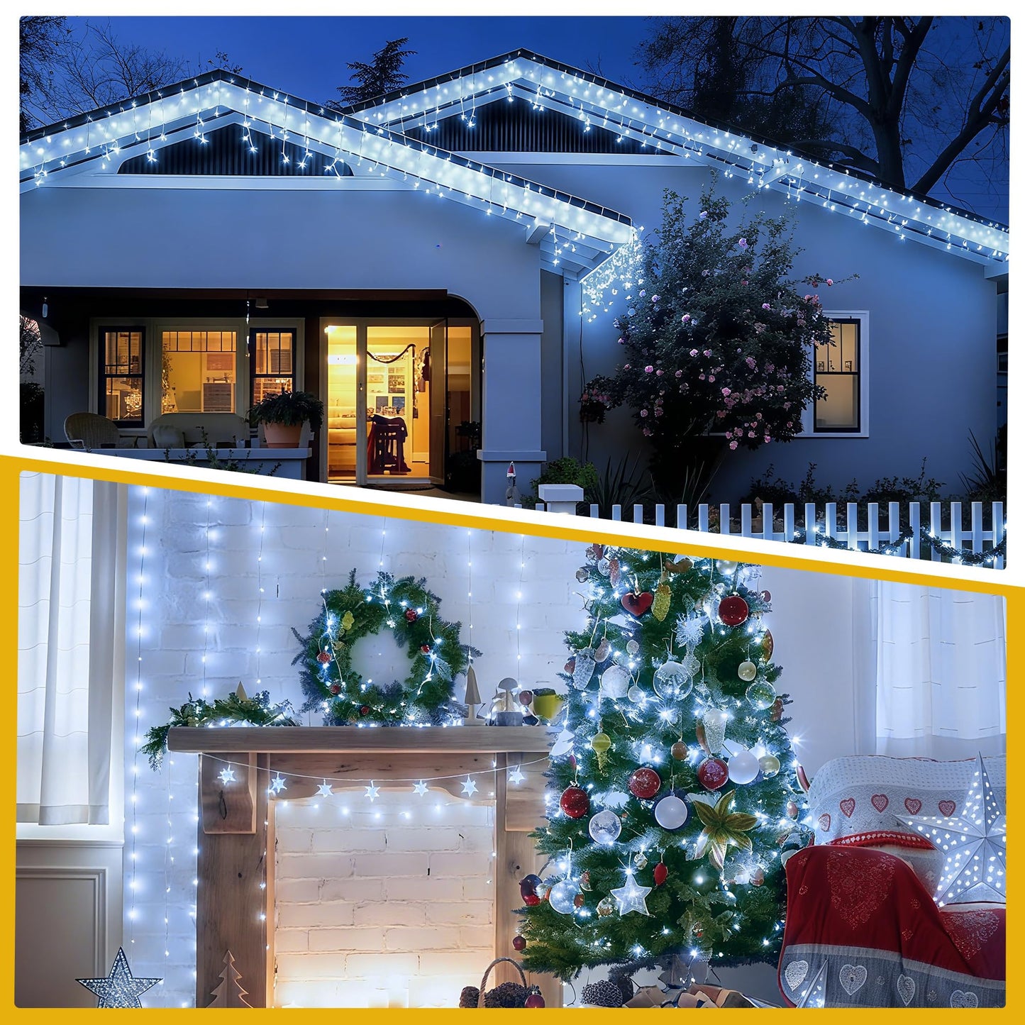 Banbanjo Christmas String Lights Indoor Outdoor Clear Wire 500 Led 164Ft White Christmas Lights Outdoor For Bedroom 8 Mode Twinkle Fairy Light Plug In For Home Wedding Tree Yard Patio Decorations