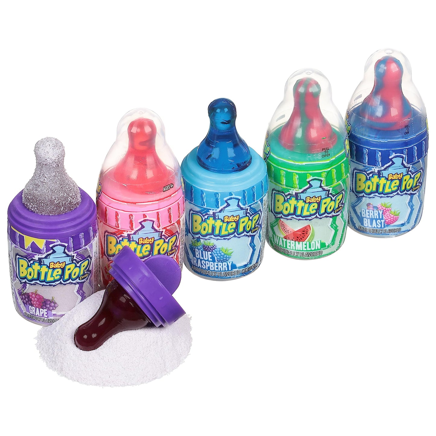 Baby Bottle Pop Party Pack 18 Count - Valentines Day Candy Bulk, Variety Individually Wrapped Lollipops w/ Powdered Sugar Dip i