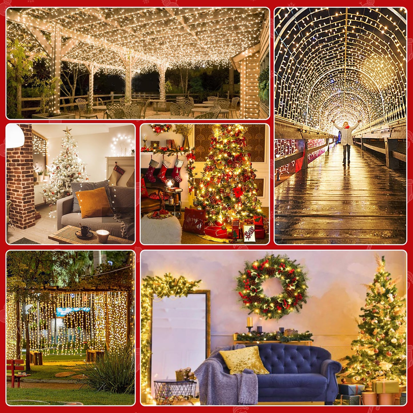 Areker 164Ft 2000Led Christmas Lights Outdoor Indoor Green Wire Christmas Day String Lights Plug In Ultra Bright 8 Modes Waterproof Fairy Lights For Xmas Tree Party Wedding Decoration Warm White