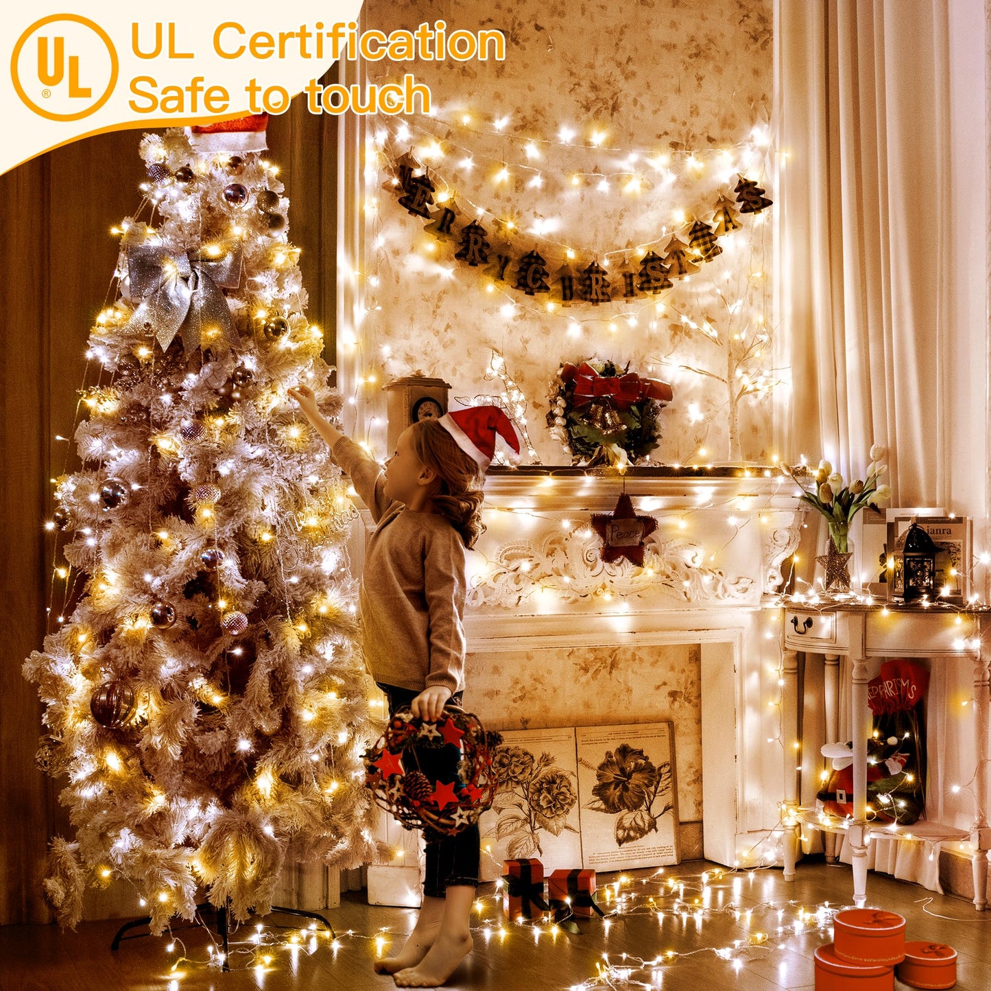 Ollny Warm White And Cool White Christmas Lights Waterproof 400Led 131Ft String Lights With Remote 3 Timer Plug In 8 Modes Fairy Light For Xmas Tree Indoor Bedroom House Decorations