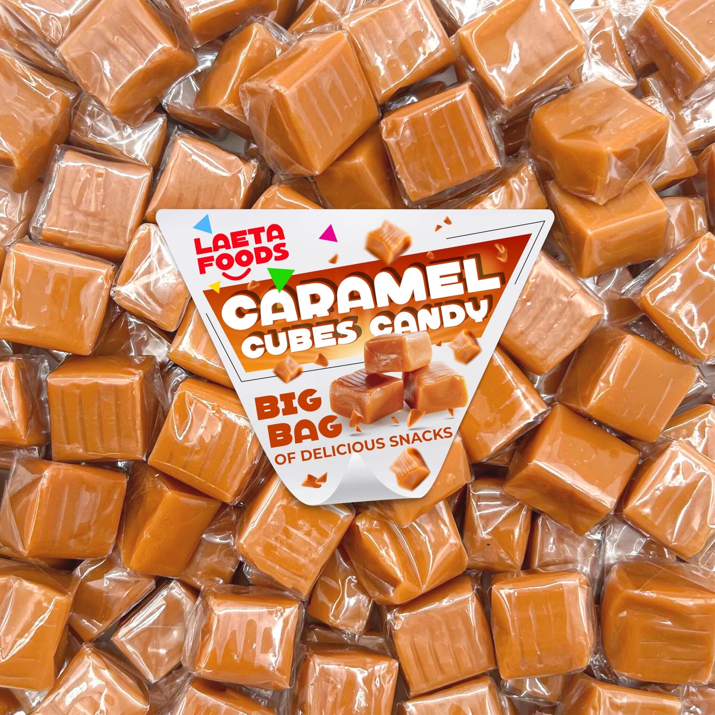 Caramel Cubes Candy Classic Chewy Treat Individually Wrapped (1 Pound Bag - Approx. 65 Count)