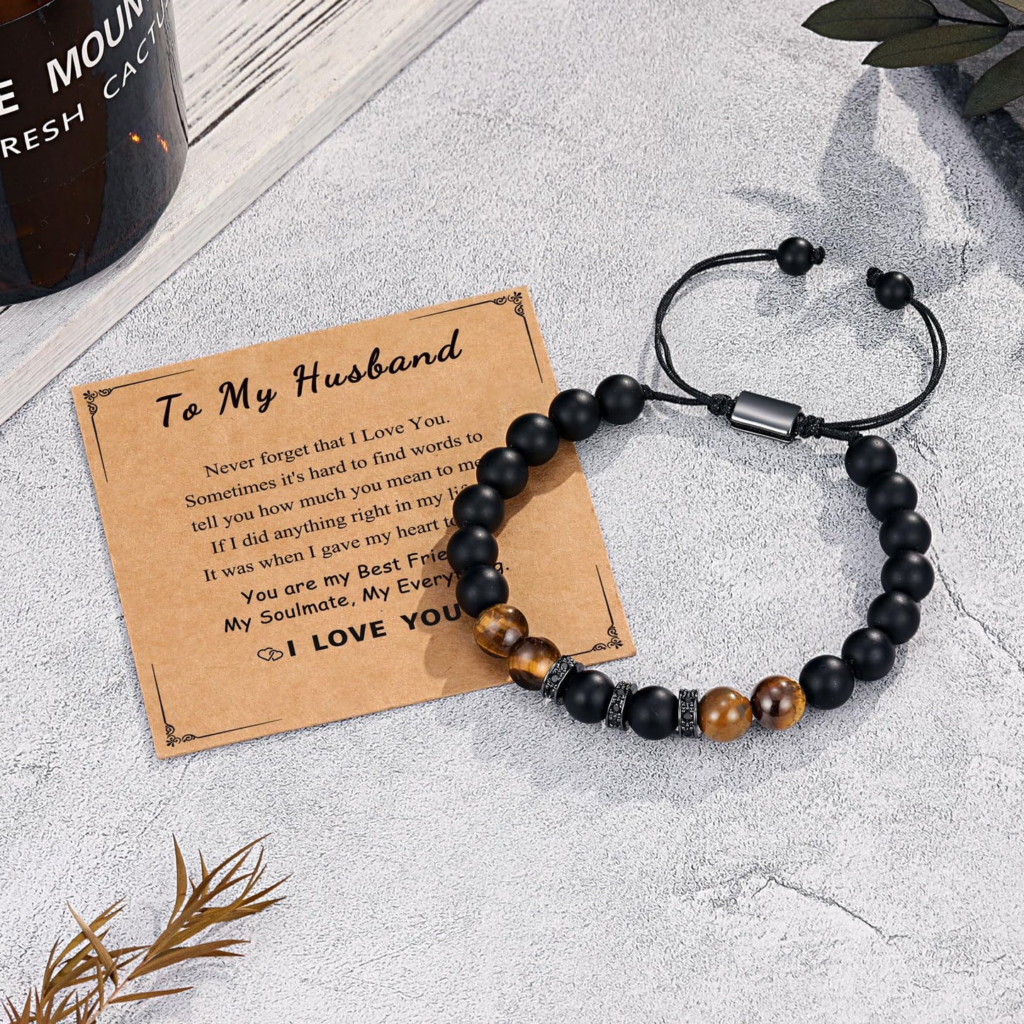 UNGENT THEM Fathers' Day Gifts for Husband from Wife, Husband Birthday Gift Ideas Bracelet Anniversary Christmas Sweetest Valent