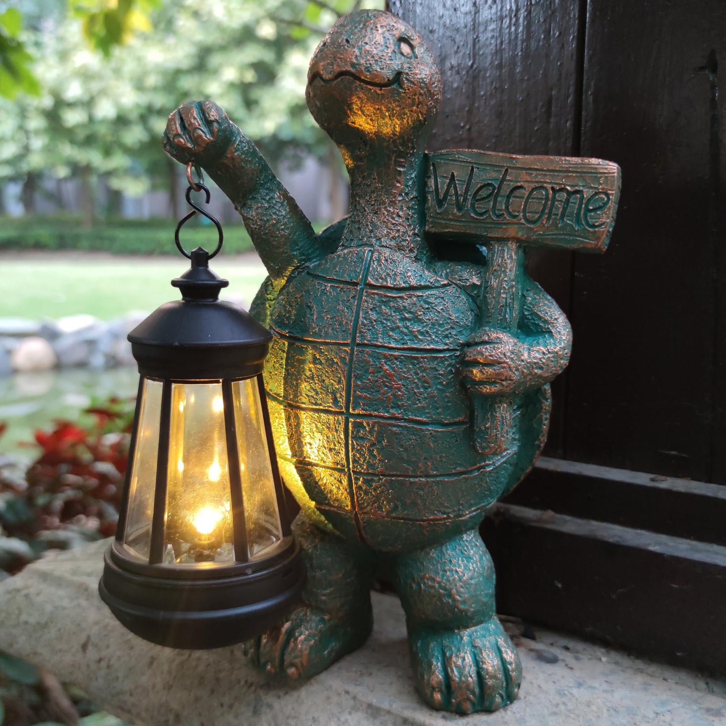RCTTICUU Turtle Garden Statue Outdoor D cor with Solar Lights Lantern,Turtle Solar Light Figurines Outside Decorations for Yard