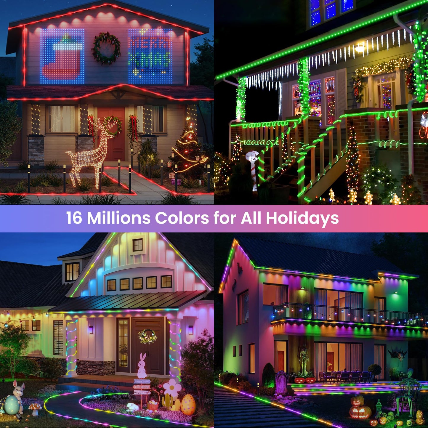 Jnaurb Rgb Color Changing Rope Lights Outdoor 100Ft 300Led Smart String Lights With Remote & App Control Waterproof Music Sync Rope Lighting - Diy Flexible Tube Led Lights For Bedroom Garden Wedding