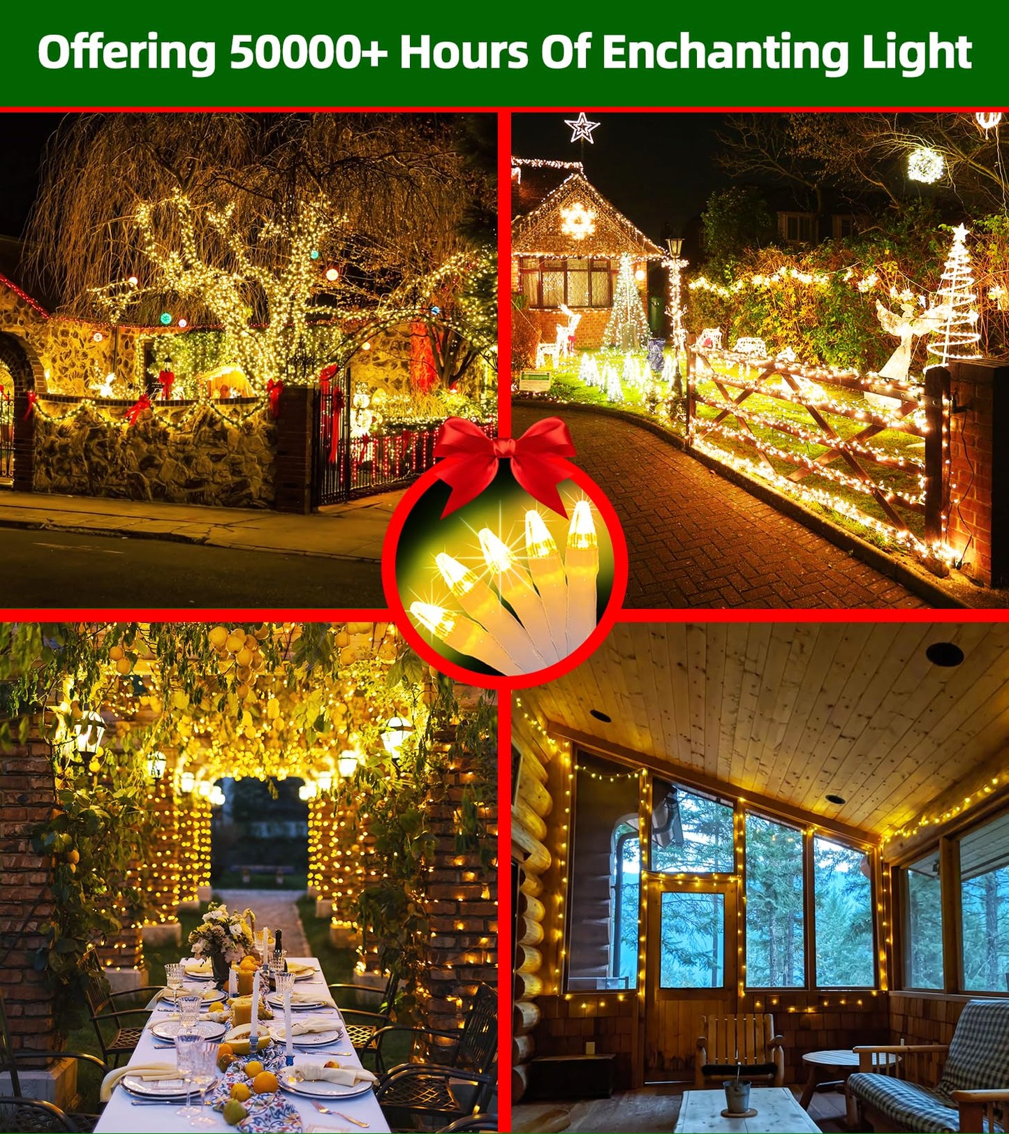 750 Led Chrstmas Lights 240Ft Outdoor Christmas String Lights With 12 Modes Warm White Led String Lights With Timer Dimmable Waterproof For Tree Fence Garden Xmas Wedding Party Decor Warmwhite