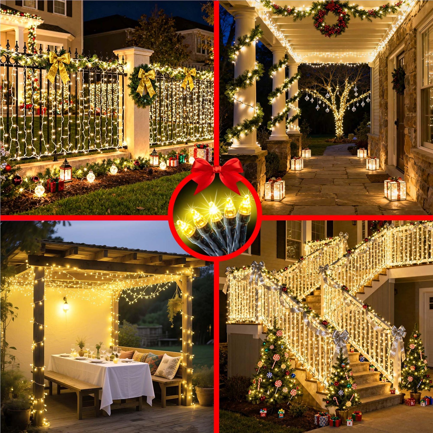 340 Led 90Ft Christmas String Lights Outdoor 12 Pro Modes And Timer Memory & Brightness Plug In Waterproof Dark Green Wire Twinkle Light For For Xmas Yard Tree Wedding Party Decor (Warm White)