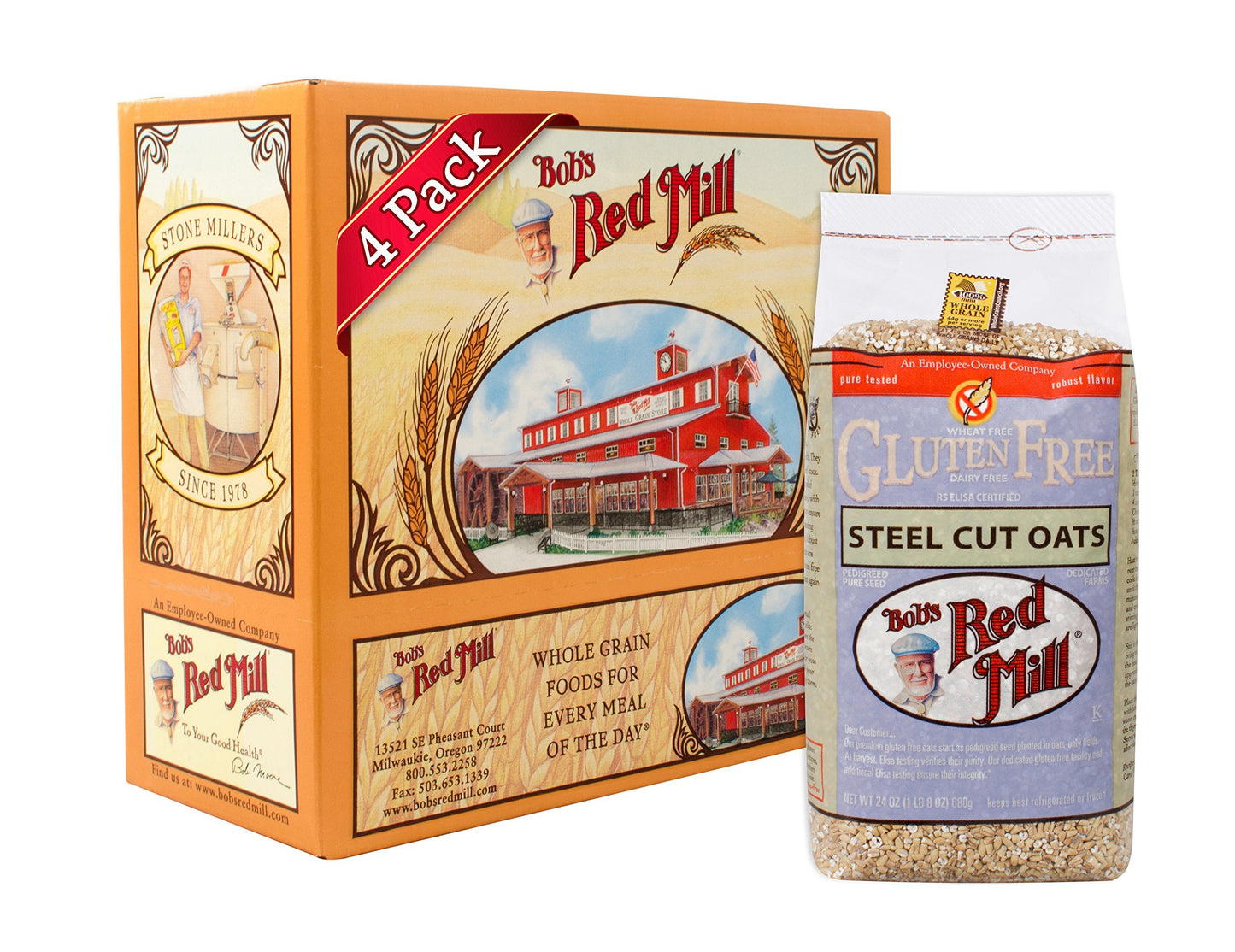 Bobs Red Mill Gluten Free Steel Cut Oats, 24 Oz (4 Pack)