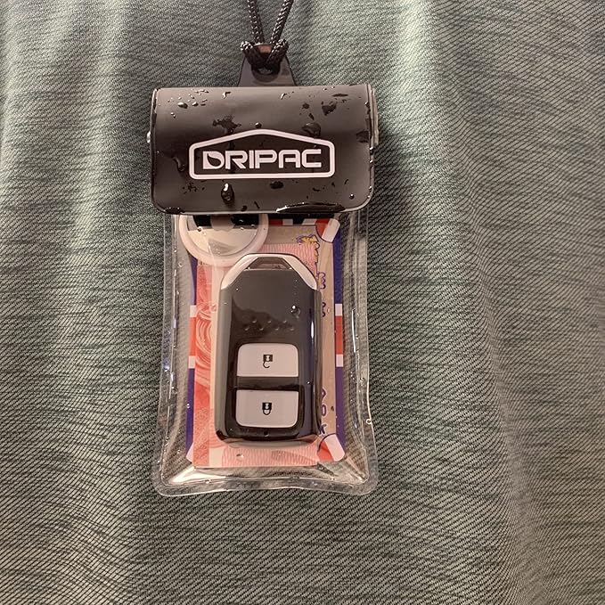 DRIPAC Waterproof Car Key FOB Case Waterproof Wallet Waterproof Holder Pouch For Key ID Badge Credit Card Money(Black+Black)
