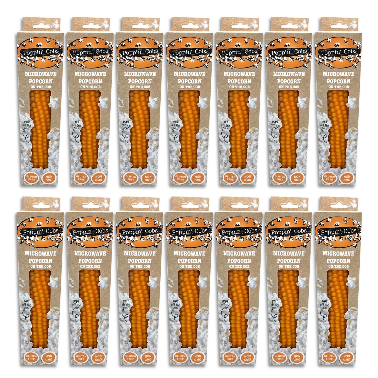 Microwave Popcorn on the Cob - Pops off the Cob | Poppin Cobs Popcorn | Single Pack Case (14 Count) | Single Ingredient | Glute