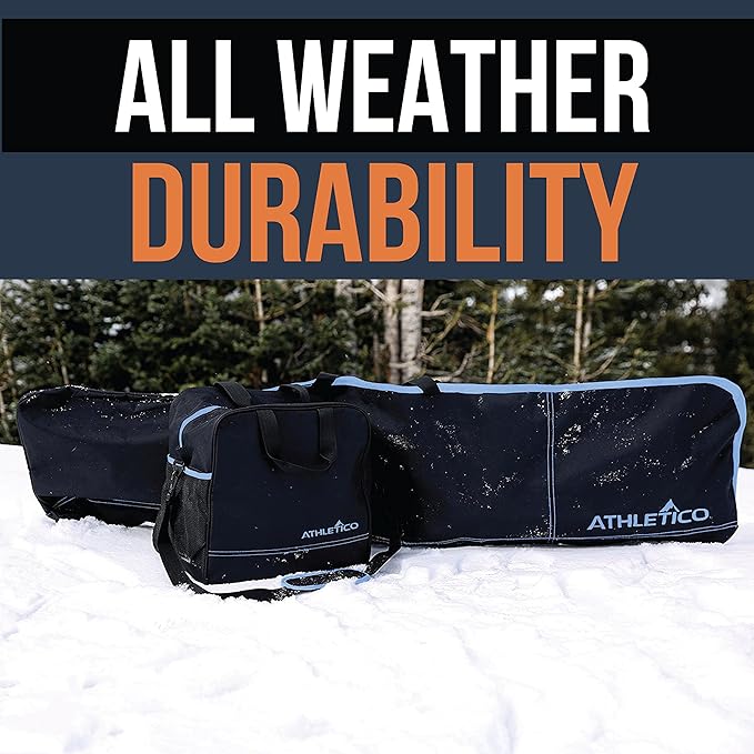 Athletico Two-Piece Snowboard and Boot Bag Combo | Store & Transport Snowboard Up to 165 CM and Boots Up To Size 13 | Includes 1 Snowboard Bag & 1 Boot Bag (Black)