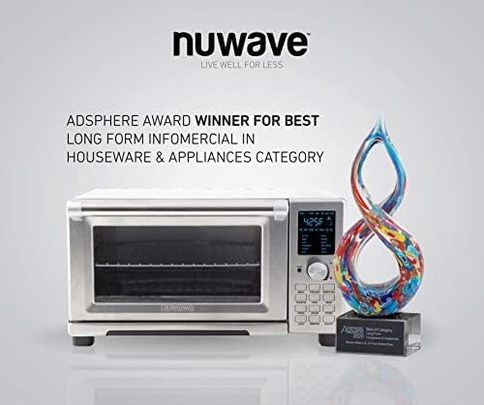 Bravo Air Fryer Toaster Smart Oven, 12-In-1 Countertop Convection, 30-QT XL Capacity, 50°-500°F Temperature Controls, Top and Bottom Heater Adjustments 0%-100%, Brushed Stainless Steel Look