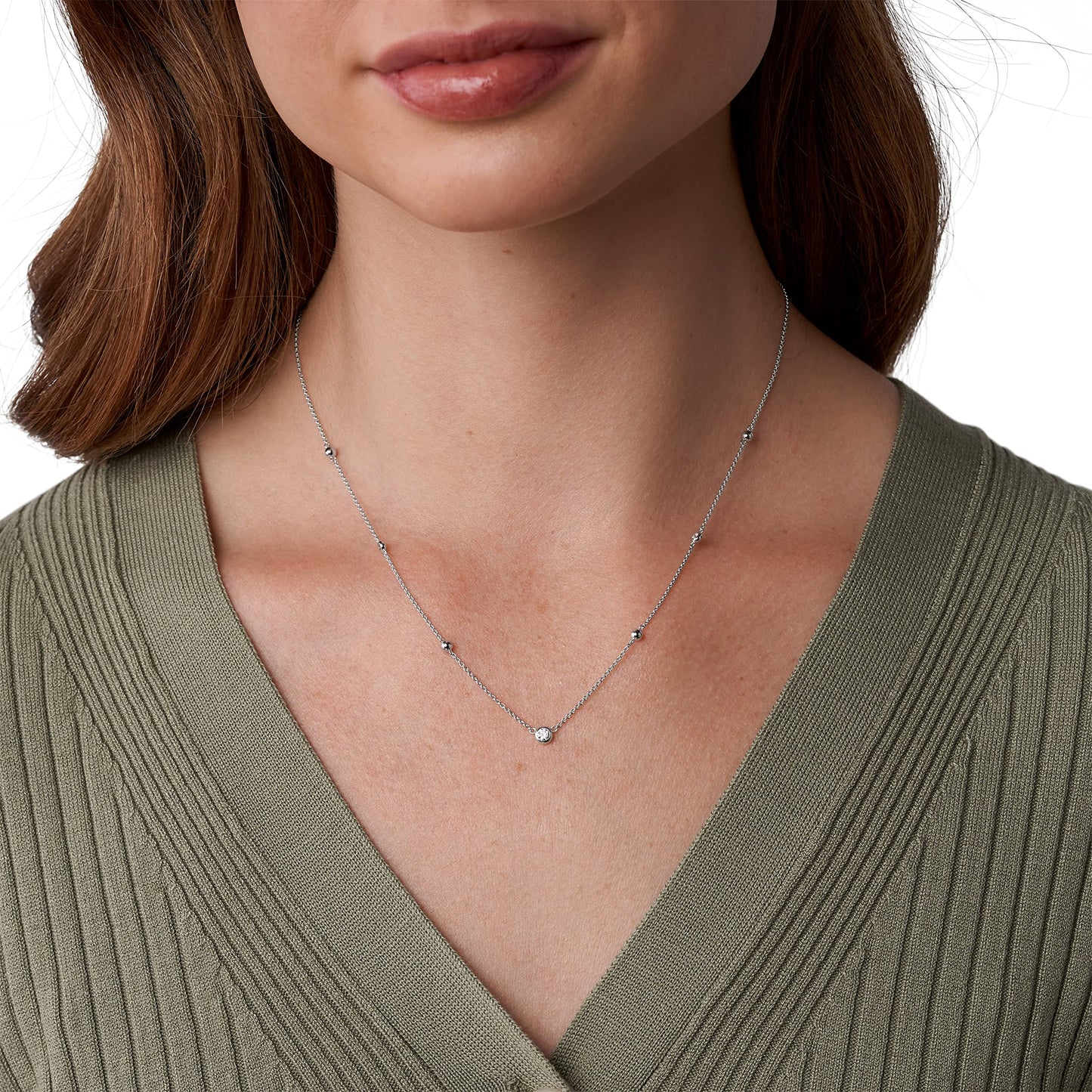 Fossil Women's Sterling Silver Necklace, Color: Silver (Model: JFS00453040)