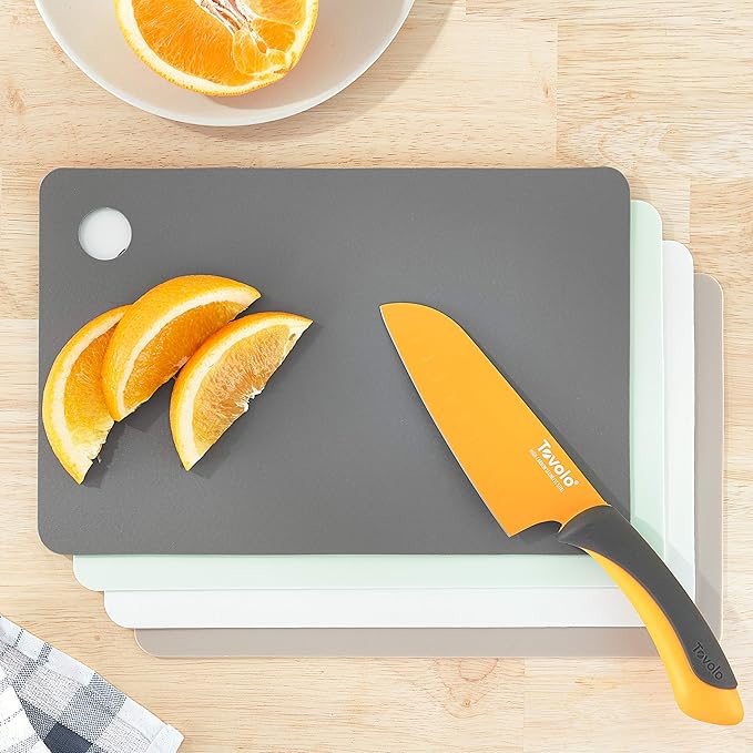 Tovolo Small Flexible Cutting Board Mats For Slicing, Cutting, Chopping & Food Meal Prep, Set of 4, Assorted (61-33597)