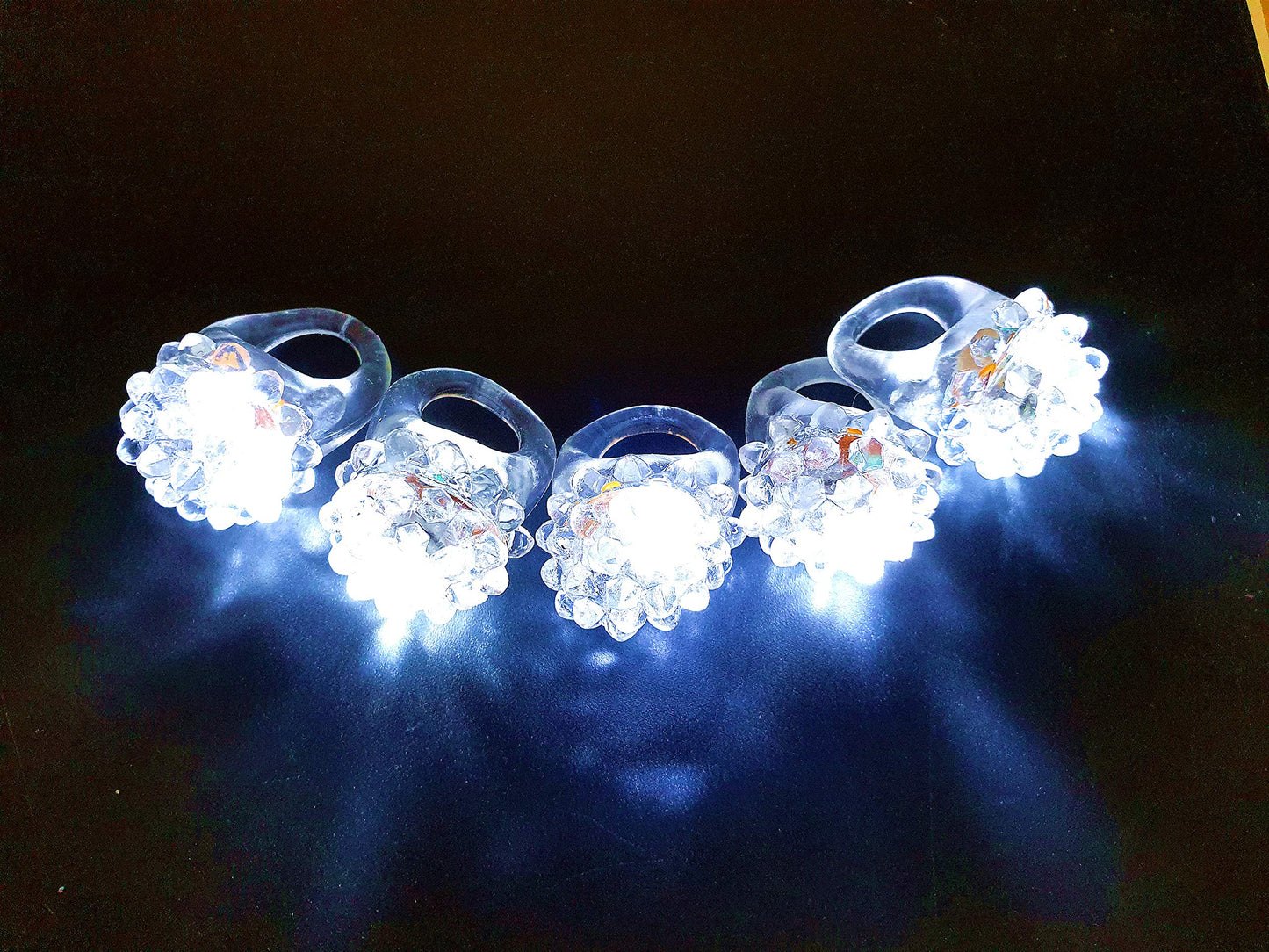 C&H Solutions Shining White Clear LED Flashing Jelly Bumpy Finger Rings (24 Ct)