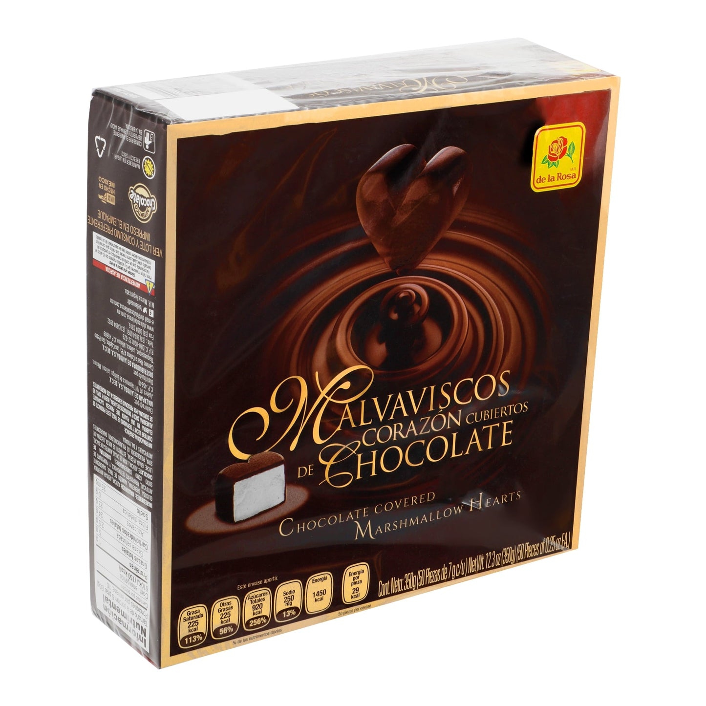 De La Rosa Chocolate Covered Marshmallow Hearts 50 Ct (Buy 2 Get 1 Free)