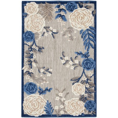 Nourison Aloha Contemporary Floral Border Outdoor Rug
