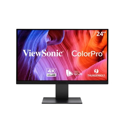 ViewSonic VP2488-4K 24 Inch 4K Mac-Ready Monitor with 100%sRGB, 98% DCI-P3, Pantone Validated, Advanced Ergonomics, Thunderbolt 4, USB Hub, HDMI, and