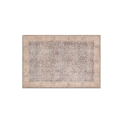 World Rug Gallery Elise Blue Distressed Medallion Indoor Rug – Flat Pile, Washable with Non-Slip Backing
