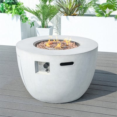 Moda Furnishings 23.8'' H x 36'' W Magnesium Oxide Propane Outdoor Fire Pit Table with Lid