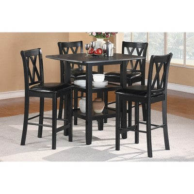 5-Piece Counter Height Dining Set with Lower Shelves and 4 Chairs