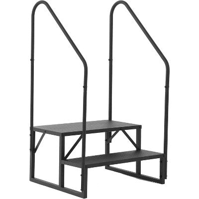 RV Steps with Handrail, 2-5 Step Anti-Slip Ladder, 660 lbs Capacity, Dual-Side Setup, Heavy Duty RV Stair for Camper, Trailer, Porch, Hot Tub, Spa