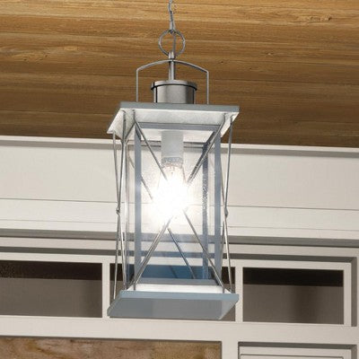 Urban Ambiance Luxury Colonial Outdoor Pendant Light, 21"H x 9"W, Stainless Steel Finish, UHP1221