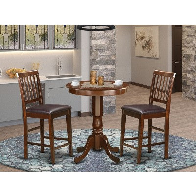 HomeStock Belmont Pub Table Set-Pub Table And Dining Chairs, Mahogany