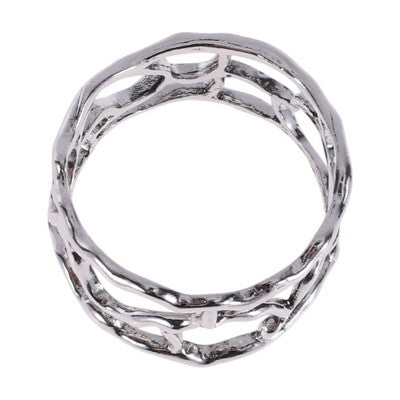 Unique Bargains Napkin Rings Simple Openwork Lines Alloy 1 Pc